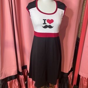 I Love Mustache Black and Red Dress